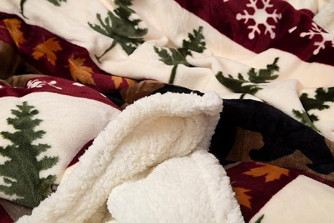 CARSTENS, INC. Ultra Premium Super Soft Plush Sherpa Fleece Oversized Throw Blanket 54" x 68", Tall Pine