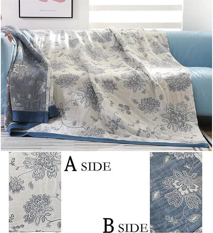 MSGKV Throw Blanket 100% Cotton Blankets Stitch Blanket,Versatile Knit Woven Super Soft Warm & Decorative Blankets for Chair Bed Sofa Couch and Bedroom Living Room,60''Wx 80''L