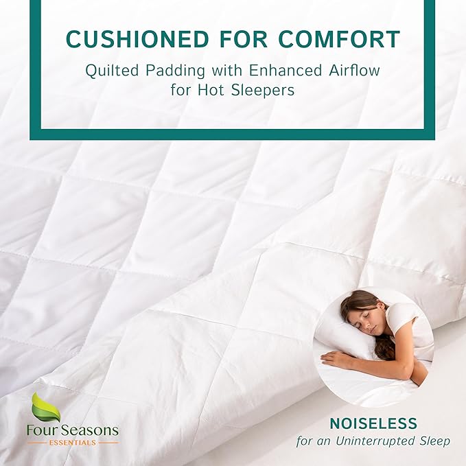 Twin Extra Long (XL) Quilted Mattress Pad - Fitted Waterproof Mattress Protector, Pillow Top Mattress Topper, Premium Quality Hypoallergenic Mattress Cover
