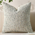 Decorative Couch Throw Pillow Covers 18x18 Cream Gray Striped Soft Wool Pillow Covers Neutral Textured Boho Cushion Covers for Modern Farmhouse Sofa Bedroom Living Room Decor SY011-B18