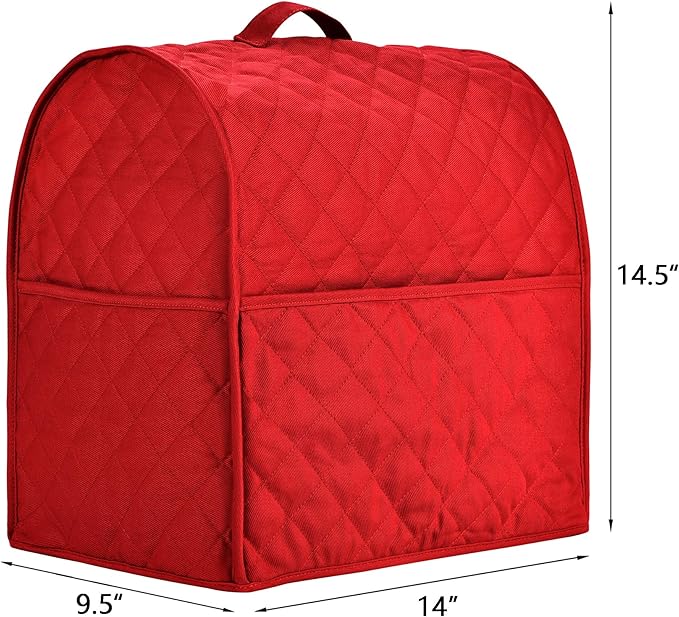 Stand Mixer Cover compatible with Kitchenaid Mixer, Fits All Tilt Head & Bowl Lift Models,Pure Cottot,Fine, Soft, Not Easy to Fade, Not Easy To Pilling. (Fits for 4.5-Quart and All 6-Quart, Red)