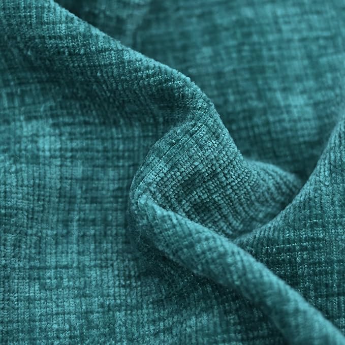 CaliTime Throw Pillow Covers Decorative 18 X 18 Inches Pack of 2 Cozy Solid Dyed Soft Chenille Cushion Cases with Pom Poms for Couch Sofa Bed Living Room Home Teal