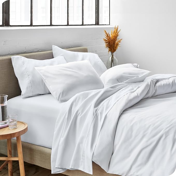 Bare Home Full XL Sheet Set - Luxury 1800 Ultra-Soft Microfiber Full Extra Long Bed Sheets - Double Brushed - Deep Pockets - Easy Fit - 4 Piece Set - Bedding Sheets & Pillowcases (Full XL, White)