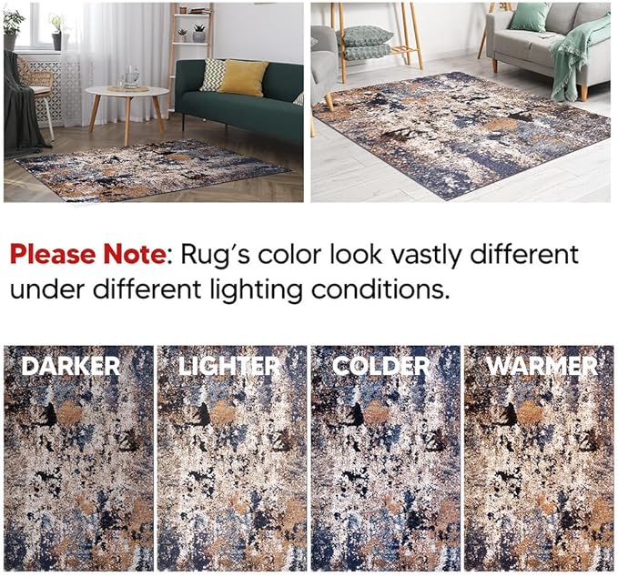 Keen Home Design Area Rugs - 4x6 Non-Shedding, Abstract Rugs for Kitchen, Living Room, Bedroom, Dining Room, Entryway - Size: 4' x 6', Multi