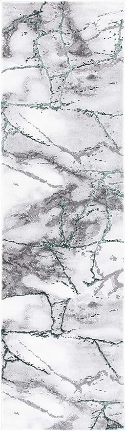 SAFAVIEH Craft Collection Runner Rug - 2'3" x 6', Grey & Green, Modern Abstract Design, Non-Shedding & Easy Care, Ideal for High Traffic Areas in Living Room, Bedroom (CFT877Y)