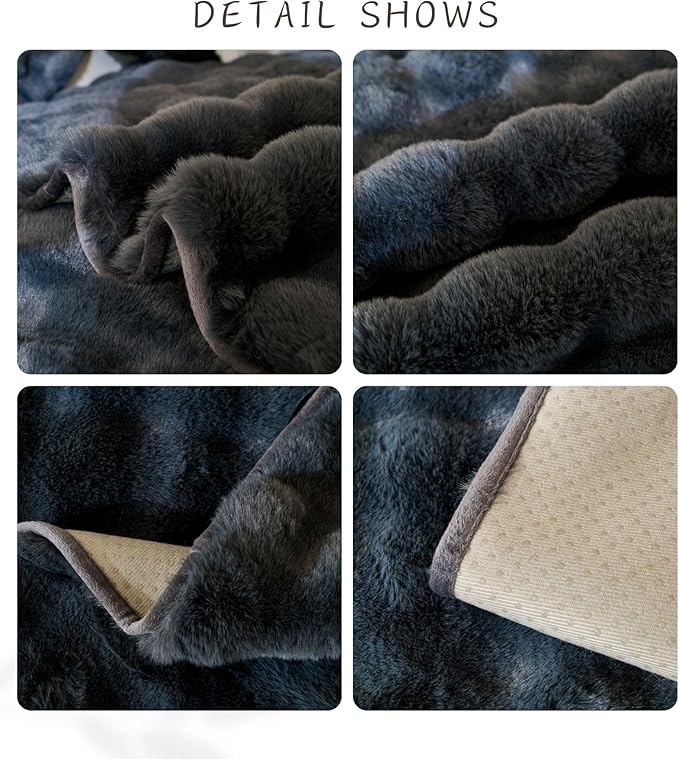 Faux Fur Couch Cover Fuzzy Soft Plush Thick Bubble Sofa Cover Luxury Sectional Couch Covers Luxury Anti-Slip Sofa Slipcover Washable Furniture Protector (Dark Grey,28"x59")