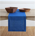 Solino Home Linen Royal Blue Table Runner 132 Inches Long - 100% Pure Linen Extra Long Table Runner 14 x 132 Inch for Christmas, New Year - Classic Hemstitch