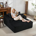 61" Oversized Chaise Lounge Chair Indoor, Boneless Couch Cloud Fluffy Chaise Lounges Corduroy Upholstered Sofa Bed w/Throw Pillows for Living Room Home Black