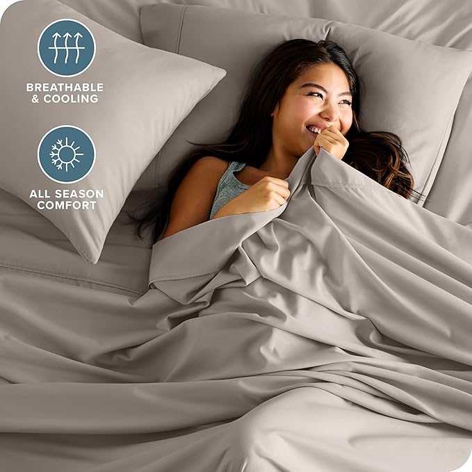 Bare Home Ultra-Soft King Sheet Set - Luxury 1800 - Hydro-Brushed - Deep Pockets - Easy Fit - 4 Piece Set - Bedding Sheets & Pillowcases (King, Khaki)
