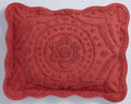 Montgomery Ward Decorative Cotton Sham, Scrolled Design, Luxurious Scallop Chenille Sham (Cinnabar and Gray, Standard)