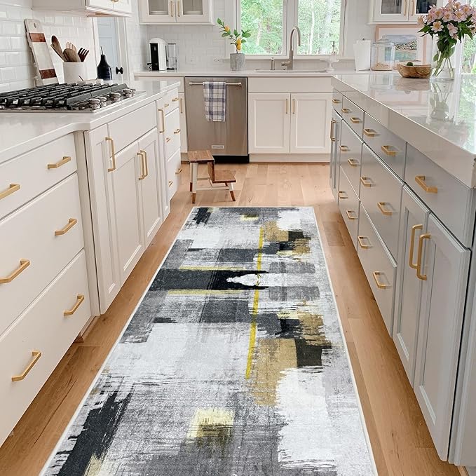 Runner Rug Washable 2x80 FT, Non Slip Rubber Backing Abstract Carpet, Soft Area Rugs for Bedroom Kitchen Hallway Entryway Bathroom, Customized