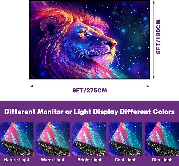 6' x 9' Galaxy Lion Rug Large 3D Fierce Lions Space Area Rugs for Kids Bedroom Living Room Playroom Gameroom Boys Glitter Carpet Throw Rugs Floor Mat,180 X 275cm