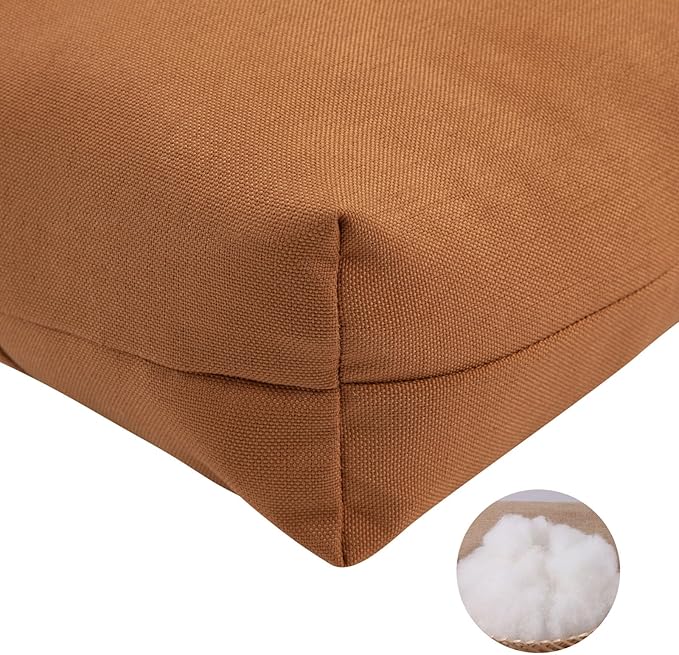 Outdoor Bench Cushion 45 x18 inch with Non-Slip Grips,Water Resistant Porch Swing Cushion,Bench Pillow Pads,Tufted Cushions for Patio Garden Furniture,45" Seat Cushions(Caramel Orange)