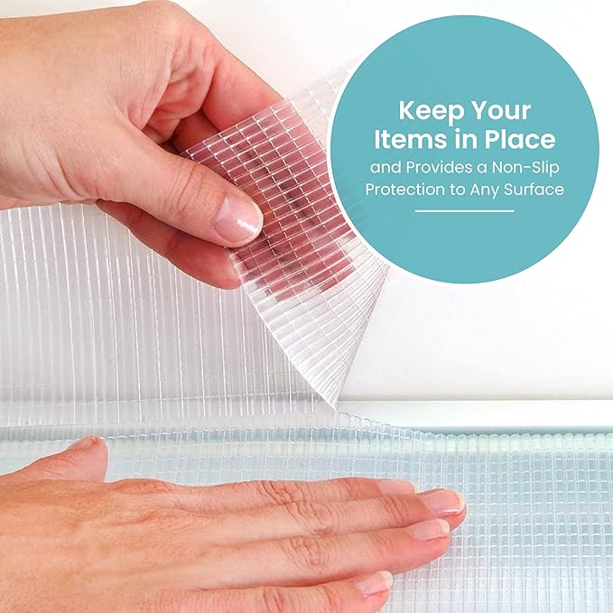 Con-Tact Brand Adhesive Zip-N-Fit Solid Grip Drawer 18" x 4', Ribbed Clear, 6 Count