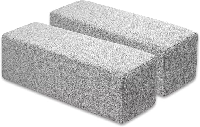 Couch Arm Rest Pillow, Linen Armrest Cushion, High Density Foam Armrest Cushion, Removable & Washable Rectangular Headboard Elbow Support for Armchair Sofa Bed,Light Gray-2pcs,5.9x5.9x19.7