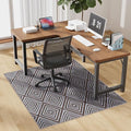 Blue&Black Checkered Diamond-Pattern Computer Chair Mat for Hardwood, 50" x 60"Office Mat for Hardwood Floor with Non-Slip Back, HeavyDuty Office Chair Rug for Hardfloor,LowPlie Carpet Floor Protector
