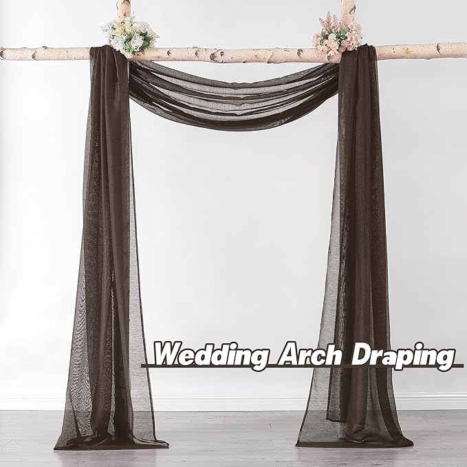 DONREN Chocolate Brown Window Scarf for Outdoor Decoration - Add Luxury Beautiful Elegant Effect to Curtain Panels (1 Panel, 52 x 216 Inches Long)