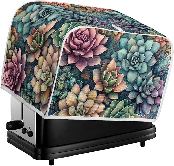 ZFRXIGN Succulent Plants Toaster Covers 4 Slice Wide Slot Dust Cover Case with Handle Toaster Cover Flower Case Small Appliance Covers Toaster Bag Protector Cactus Dark Green