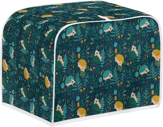 Flowers Hedgehog Printed 4 Slice Kitchen Machine Covers, Dustproof Toaster Cover Fits Most Standard Toaster, Small Kitchen Appliance, Bread Maker Protector