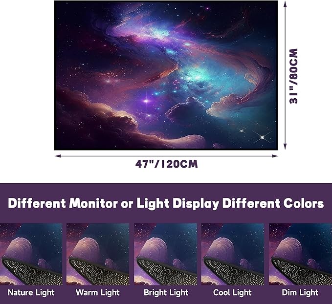 Galaxy Area Rug for Kids Boys Girls Bedroom Living Room Carpet Nebula Vortex Throw Rugs Purple Blue Cloud Floor Mat 47 in X 31 in