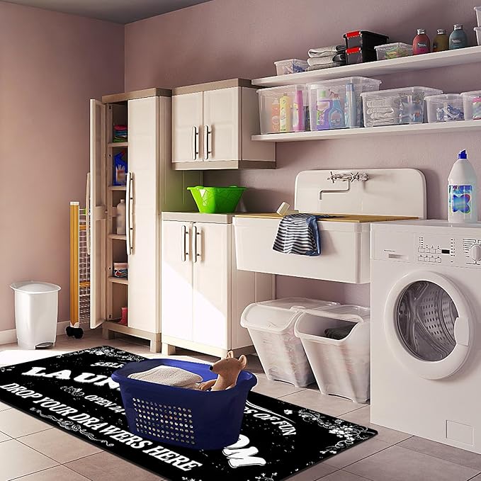 Zoke Laundry Room Rug Runner Stylish Non-Slip Laundry Room Mat 20"x59", Versatile, Waterproof Runner for Laundry, Kitchen, and Bathroom, Mudroom Decor and Farmhouse Charm