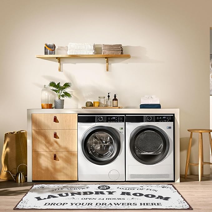 Zoke Laundry Room Rug Runner Stylish Non-Slip Laundry Room Mat 20"x59", Versatile, Waterproof Runner for Laundry, Kitchen, and Bathroom, Mudroom Decor and Farmhouse Charm