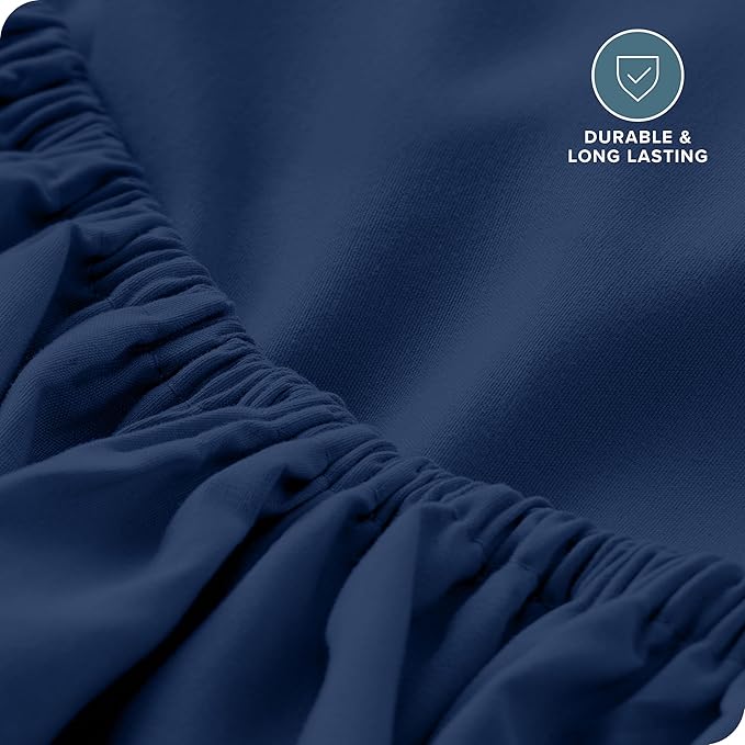 Bare Home Fitted Bottom Sheet King Size - Premium 1800 Microfiber - Ultra-Soft Hotel Luxury - Deep Pocket - Durable and Long Lasting (King, Dark Blue)