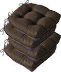 Chair Cushions for Dining Chairs, Seat Cushions for Kitchen Chairs, Indoor Seat Cushions with Ties, Tufted Foam Chair Pads, Non Slip Chair Cushions Set of 4, 15.5" x 15.5" x 4", Brown