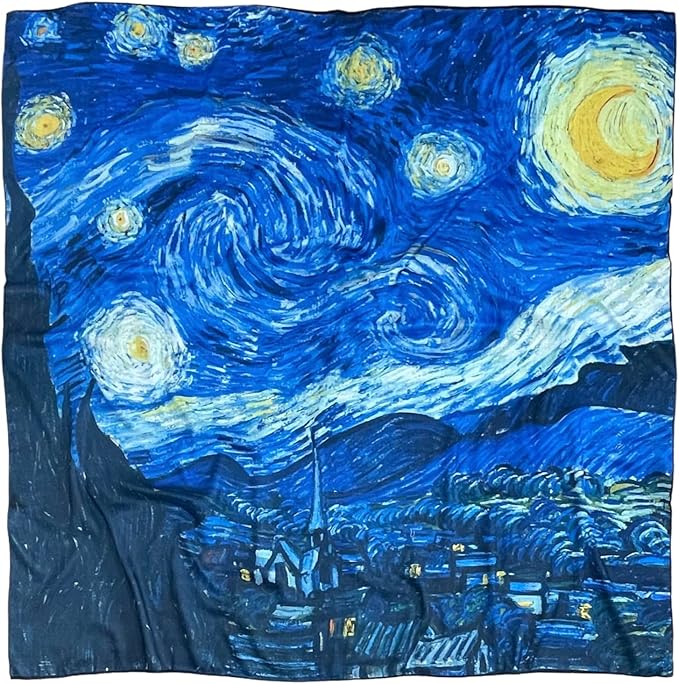 Artist Oil Painting Wraps 51"x51" Cashmere-Soft Art Pashmina Luxury Rolled Hem Women Large Travel Blanket Shawl