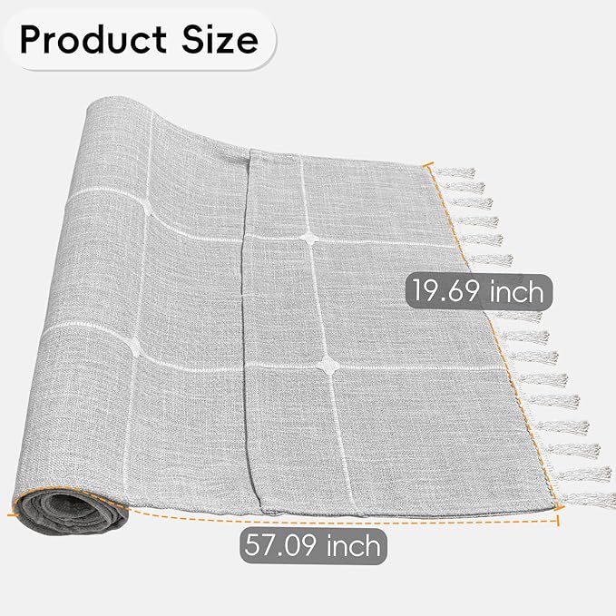 Coffee Table Cloth, Coffee Table Cover with Pockets and Tassel, Grey Grid for Living Room Small Rectangle Tablecloths Washer Dryer Fridge Top Dust Cover,Easy Care Machine Washable