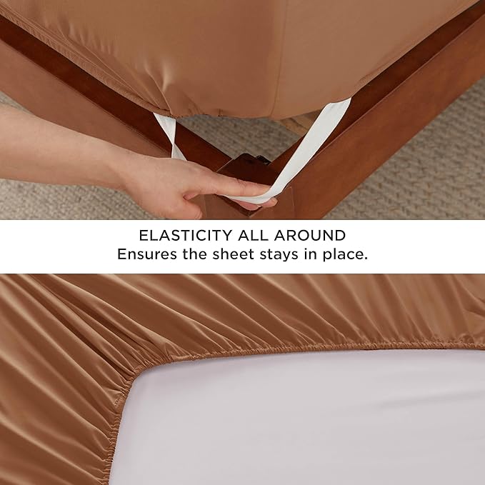 Bedsure Deep Pocket King Sheet Set - Fits Mattresses Up to 21 Inches Thick - 4 Piece GentleSoft Bed Sheets, Moisture Wicking, Soft & Cooling Bedsheet & Pillowcases, Easy & Secure Fit, Orange