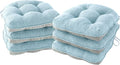 Chair Cushions for Dining Chairs Set of 6, Kitchen Chair Cushions, Chair Pads with Ties and Non Slip Backing, Tufted Memory Foam Seat Cushion 6 Pack, 15.5" x 15.5" x 4", Baby Blue