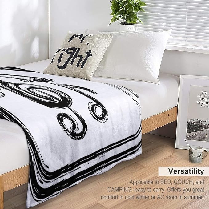 Music Blanket Black Abstract Graffiti Music Note Art Printed Soft Cozy Lightweight Throw Blanket for Kids Girls Boys Women Men Bedroom Living Room Dorm Chair Sofa Travel 50x60in