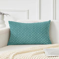 Kevin Textile 14x24 Inch Pillow Cover 1 Pack Boho Decorative Soft Striped Corduroy Lumbar Farmhouse Color Accent Rectangle Cushion Case for Living Room Couch Sofa Bed, Aqua Green