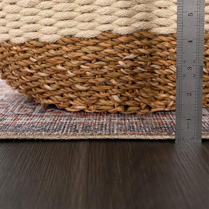 Bloom Rugs Washable 5' x 7' Rug - Brown/Blue/Orange Traditional Area Rug for Living Room, Bedroom, Dining Room, and Kitchen - Exact Size: 5' x 7'