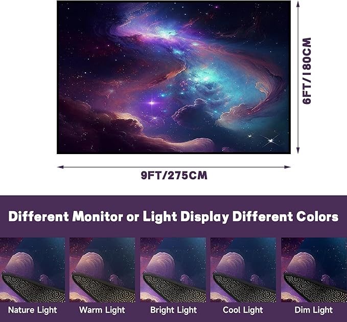6' x 9' Galaxy Area Rug Bedroom Living Room for Girls Kids Boys Large Carpet Nebula Vortex Throw Rugs Purple Blue Cloud Floor Mat,180 X 275cm,Purple