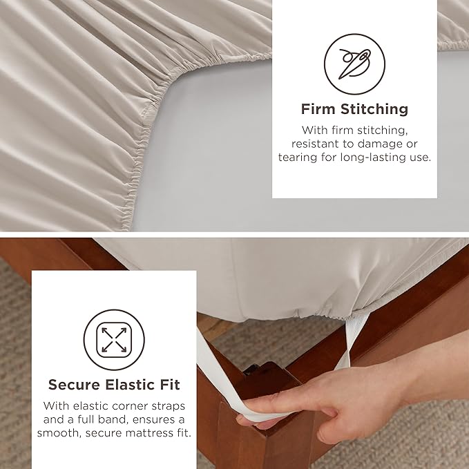 Bedsure Deep Pocket Twin Sheets Set - Fits Mattresses Up to 21 Inches Thick -3 Piece GentleSoft Bed Sheets, Moisture Wicking, Soft & Cooling Bedsheet & Pillowcases, Easy & Secure Fit, Linen