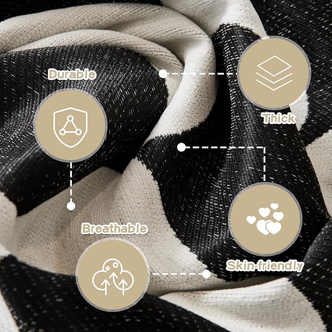 MEETSKY Couch Cover Sofa Covers Washable Simple Modern Black Triangle Plaid Geometric Jacquard Sofa Slipcover for 3 Cushion Couch Covers for Dogs, 91" x 134", Black Checkerboard