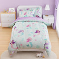 SANDJEST Mermaid Comforter Set Full Size 98x86in for Kids Girls, Microfiber 4 Pcs Bedding Set Includes 1 Comforter, 2 Pillowcases, 1 Fitted Sheet, Nursery Room Decor