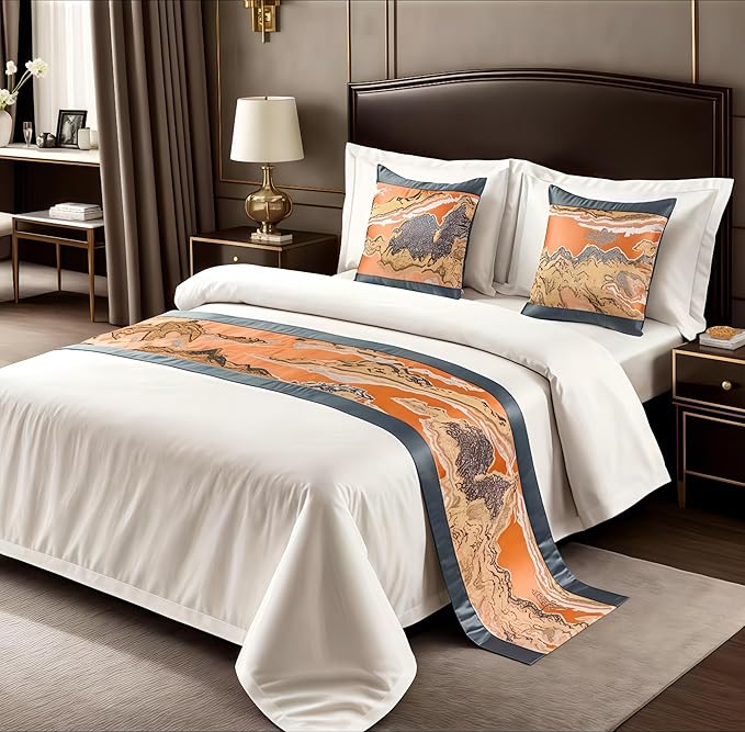 Bed Runner for Guest Room，Luxury Bed Runner，Wedding Bed Runner，Embroidered Bed Runner，Breathable Washable，Hotel Decor，Bed Decorations ，for Home Hotel Decorations(B,50 * 210cm)