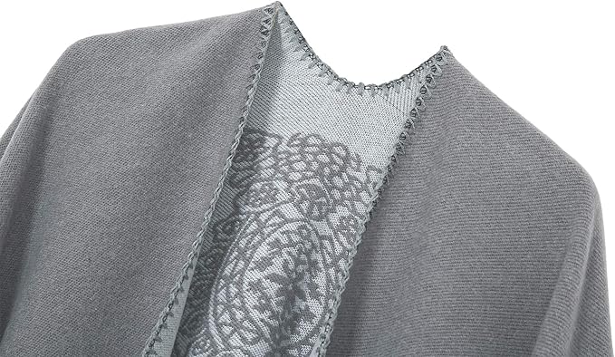 Women's Vintage Pattern Open Front Poncho Cape Shawl Winter Shawl Wraps
