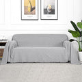 MYSKY HOME Light Grey Geometrical Sofa Covers, Sectional Couch Covers for 2 Cushion Couch Couch Cover Living Room Sofa Throws Sofa Slipcovers for Pets, Kids (Large, 71" x 102", Light Grey)