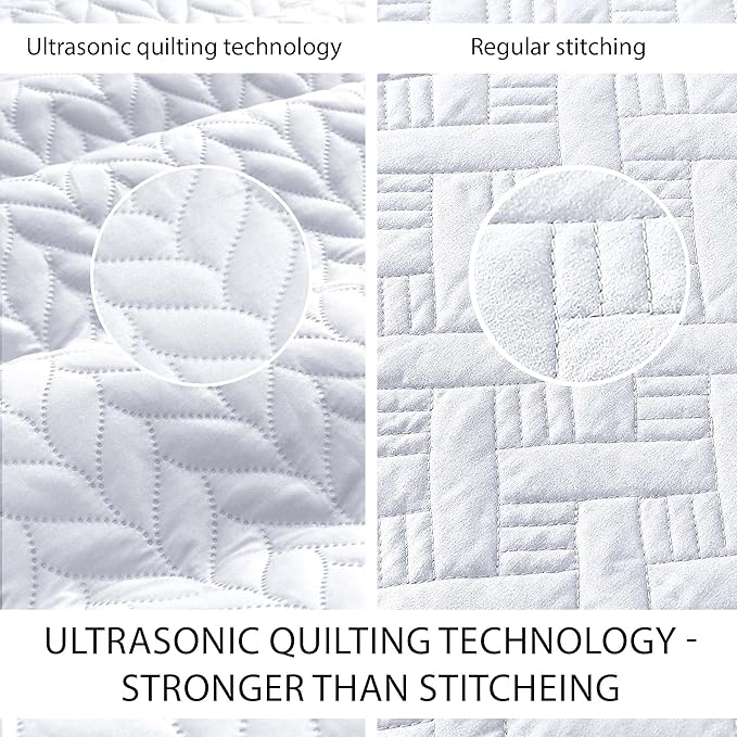 IR Imperial Rooms California King Quilt Bedding Set Size (118"x106") + 2 Pillow Shams (20" x 36"+ 2") - 3 Pcs All Season Reversible Microfiber Coverlet Embossed Quilt Bedspread (White)
