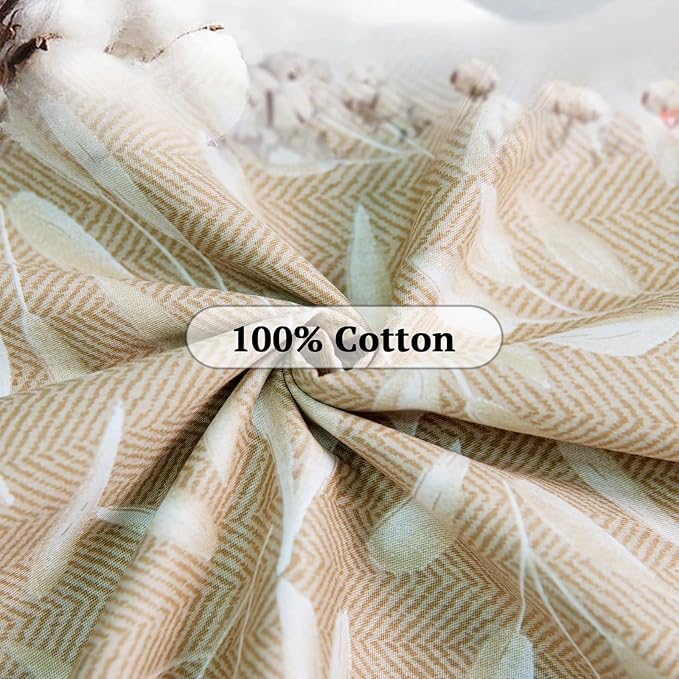 ZonLi Futon Mattress Cover Full Size for Traditional Japanese Floor Futon Mattress with Zipper,Tatami Floor Sleeping Mat Cover,Super Soft and Machine Washable (54‘’x84‘’, Beige Leaves)