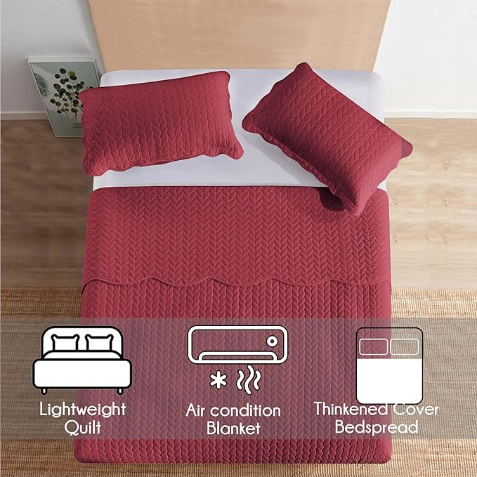 IR Imperial Rooms 8 Pack California King Quilt Bedding Set (118"x106") - Bulk Wholesale for Hotels, Guest Bedroom & Airbnbs - Lightweight Microfiber Reversible Embossed Quilts Bedspread (Burgundy)