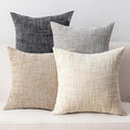 Decorative Throw Pillow Covers 18x18 Inch Set of 4, Soft Solid Farmhouse Chenille Couch Pillows, Spring Pillow Covers for Couch Sofa Bed Living Room Home Decor Pillowcase, Light Colors