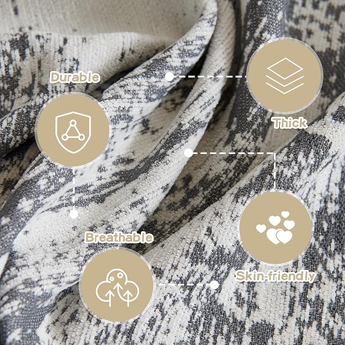 MEETSKY Boho Couch Cover for 2 Cushion Couch Sofa, Chenille Sofa Cover for Sectional Sofa, Modern Khaki Abstract Jacquard Sofa Covers Washable Sofa Slipcover for Pets Friendly, 91" X118", Deep Grey
