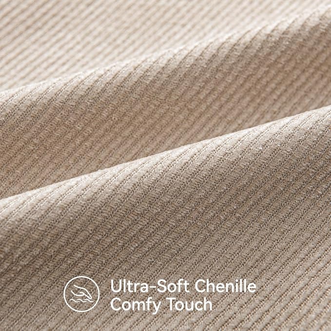 a moment Pack of 2 Decorative Chenille Throw Pillow Covers with Twill Cushion Covers for Sofa Living Room Couch Bed 18x18 Inch Beige