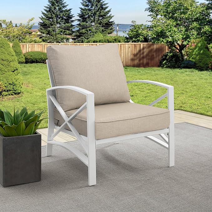 Goodgoods 24x28 inch Outdoor/Indoor Deep Seat Cushions Set of 2 Deep Seat Bottom Resilient Foam Filling Water Repellent Stain-Resistant UV Resistant Weather Resistant Patio Furniture Putty