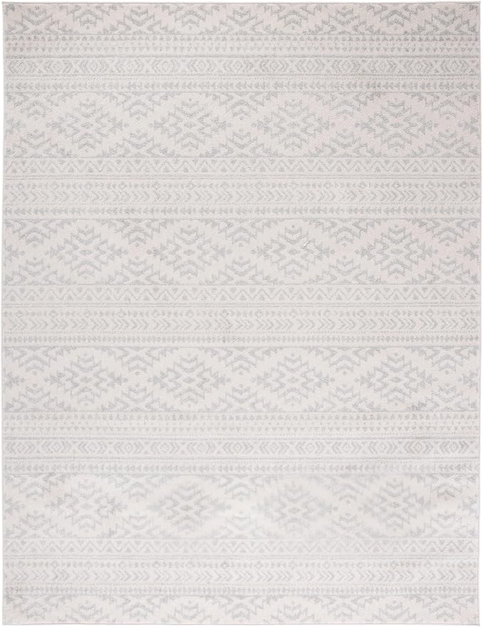 SAFAVIEH Area Rug 10x13 - Tulum Collection - Large - Ivory & Light Grey, Moroccan Boho Tribal Design, Non-Shedding & Easy to Clean, Ideal for Living Room, Bedroom, Dining Space (TUL272G)